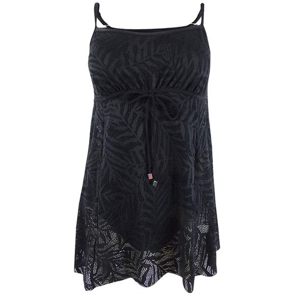 Swim Solutions Empire Princess Crochet Black One-Piece Swimdress 8 NEW - Picture 2 of 4